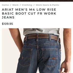 Ariat Men's Low Rise Basic boot cut FR jeans size 46x32